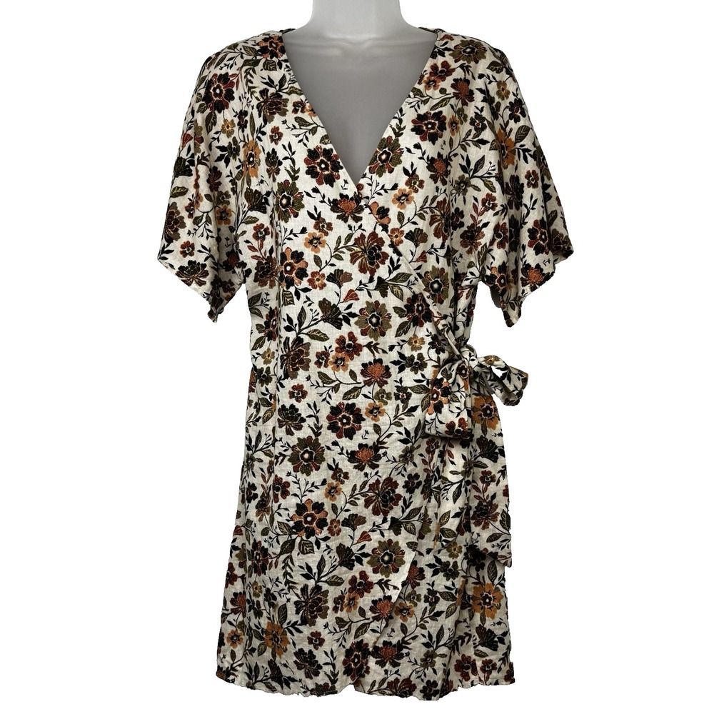 Faherty Willow Wrap Dress Taos Floral Linen Blend Boho Women XS Beach Cottagecor